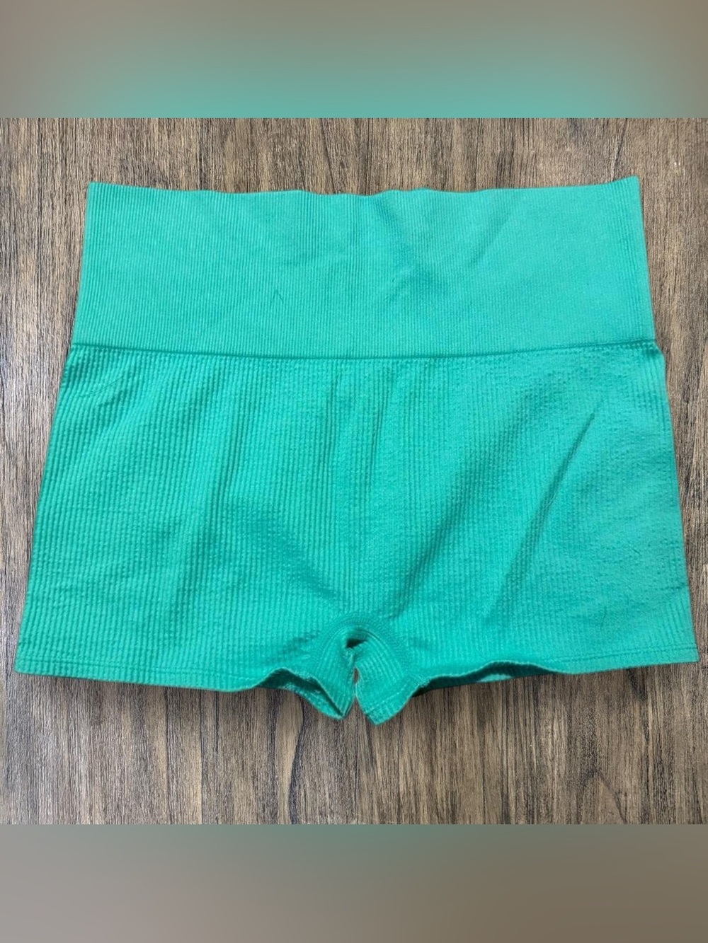 Colsie Ribbed High-Rise Bike Shorts - Teal Green